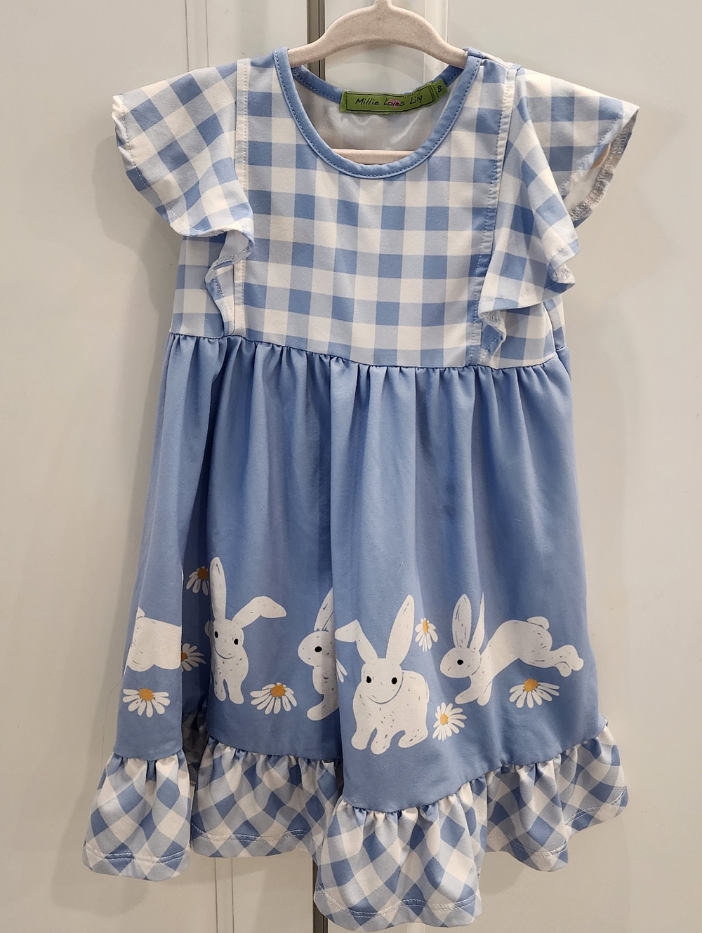Blue Gingham Bunny Dress